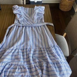 Blue & White striped midi dress